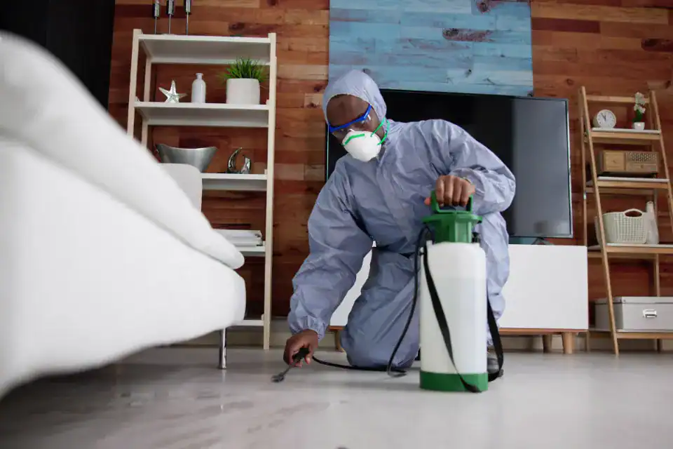 pest control specialist conducting bed bug treatment
